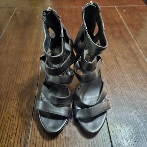 White House Black Market Black Strappy Heels